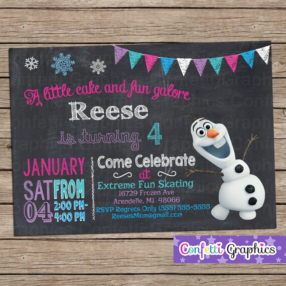 Olaf Frozen Anniversaire Invitation Chalkboard Craie Etsy