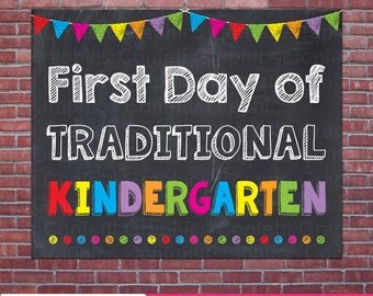 Primer día de jardín de infantes tradicional TK Chalk Chalkboard Sign Back To School Sign Poster Photo Prop / DIY / 8x10 / Descarga instantánea