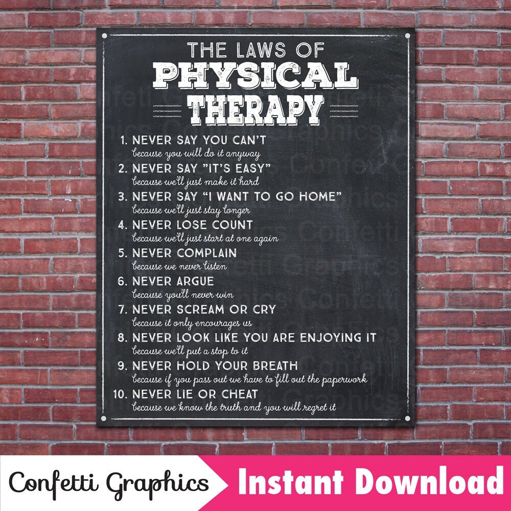 The Law of Physical Therapy Physical Therapist Inspirational | Etsy
