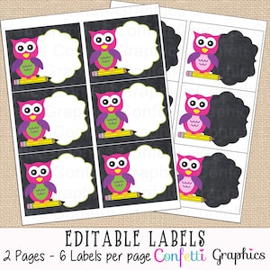 Back To School Editable Printable Labels Cute Chalkboard Girl Etsy Back To School Editable Printable Labels Cute Chalkboard Girl Etsy