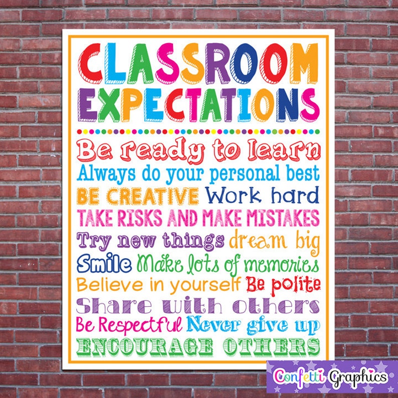 Classroom expectations rules teacher appreciation sign poster etsy
