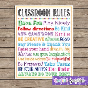 Classroom Rules Insegnante Apprezzamento Segno Poster Scuola Classroom Decor Parete della metropolitana - Download istantaneo