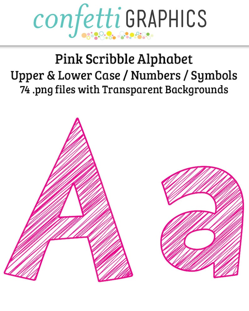Scribble Alphabet Pink Clip Art 74 Uppercase Not Font Symbols High Quality Tansparent PNG Digital Elements Lowercase Letters Numbers