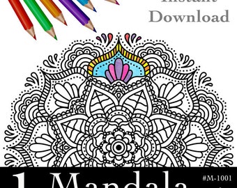 Mandala Coloring Page, Mandala Colouring Page, Mandala Flower, Adult Coloring page Printable - INSTANT DOWNLOAD - M-1001