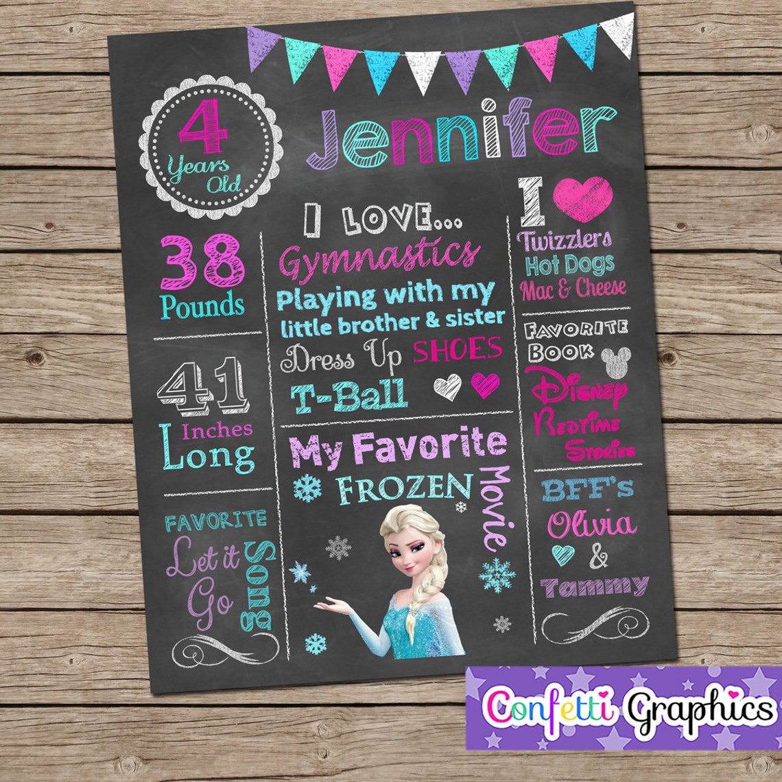 Chalkboard Birthday Sign Poster Any Age Baby's 1 2 3 4 5 Etsy