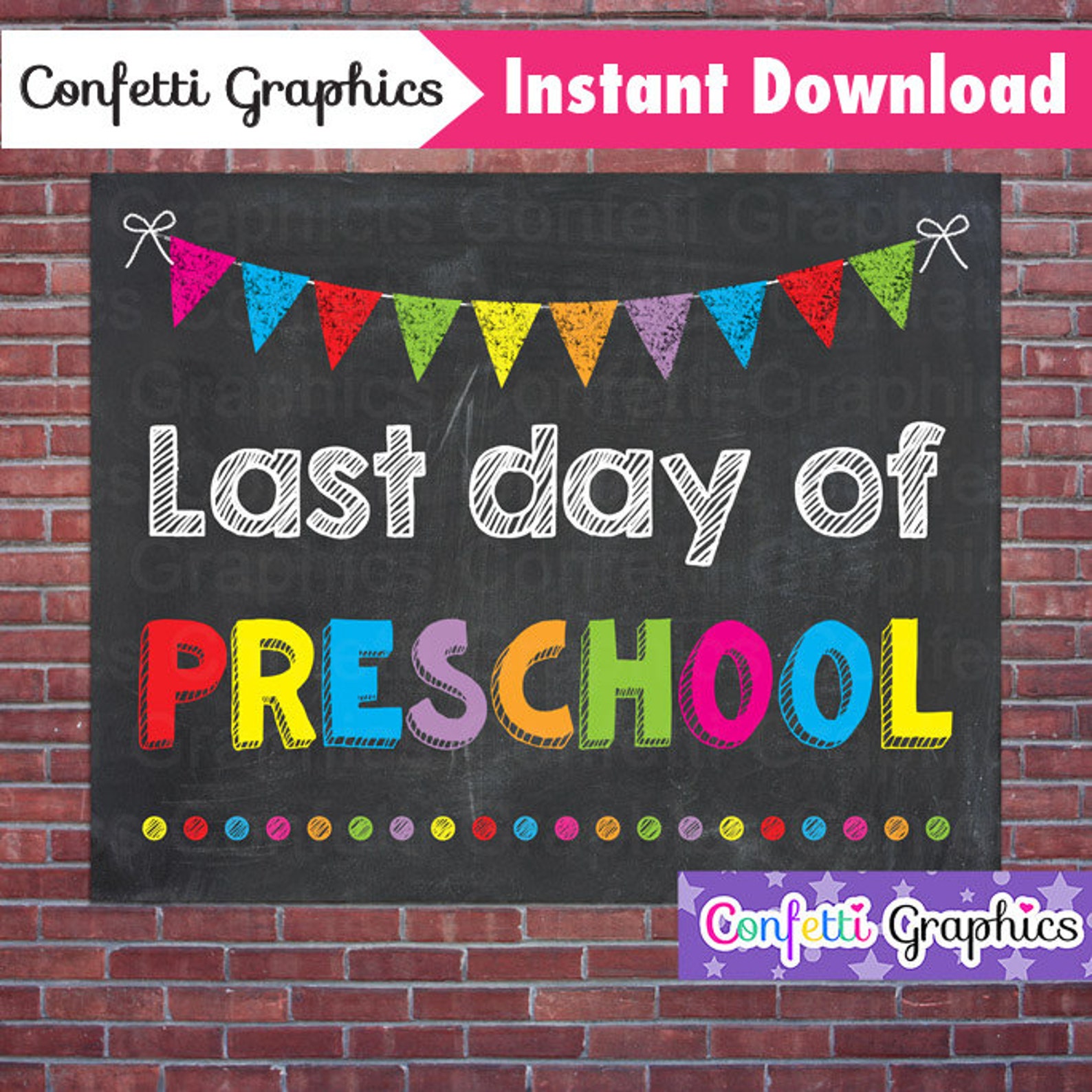 Last Day of Preschool Chalkboard Sign Poster Chalk Back to Etsy