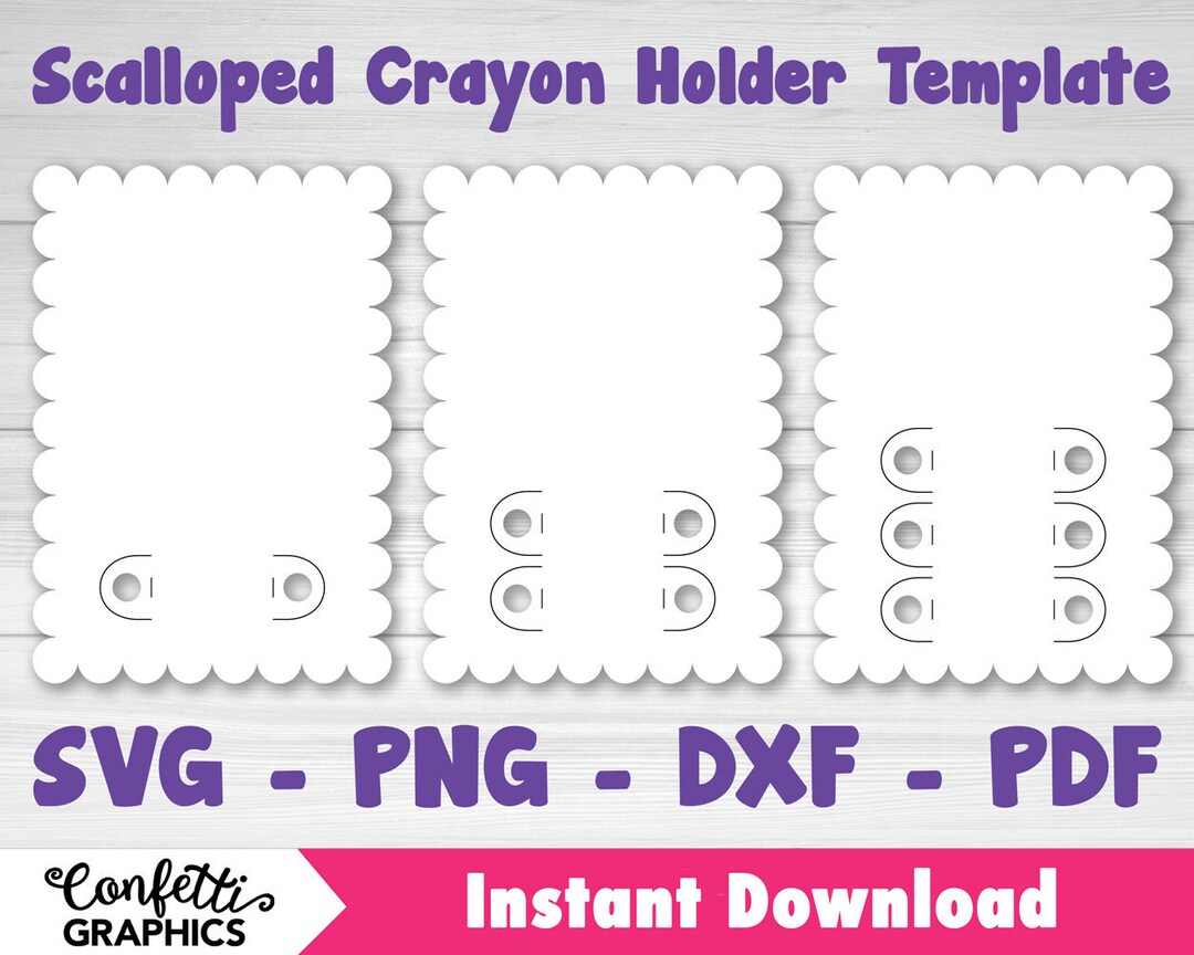 SVG Kids Scalloped Coloring Card, Kids Crayon Holder Card Template