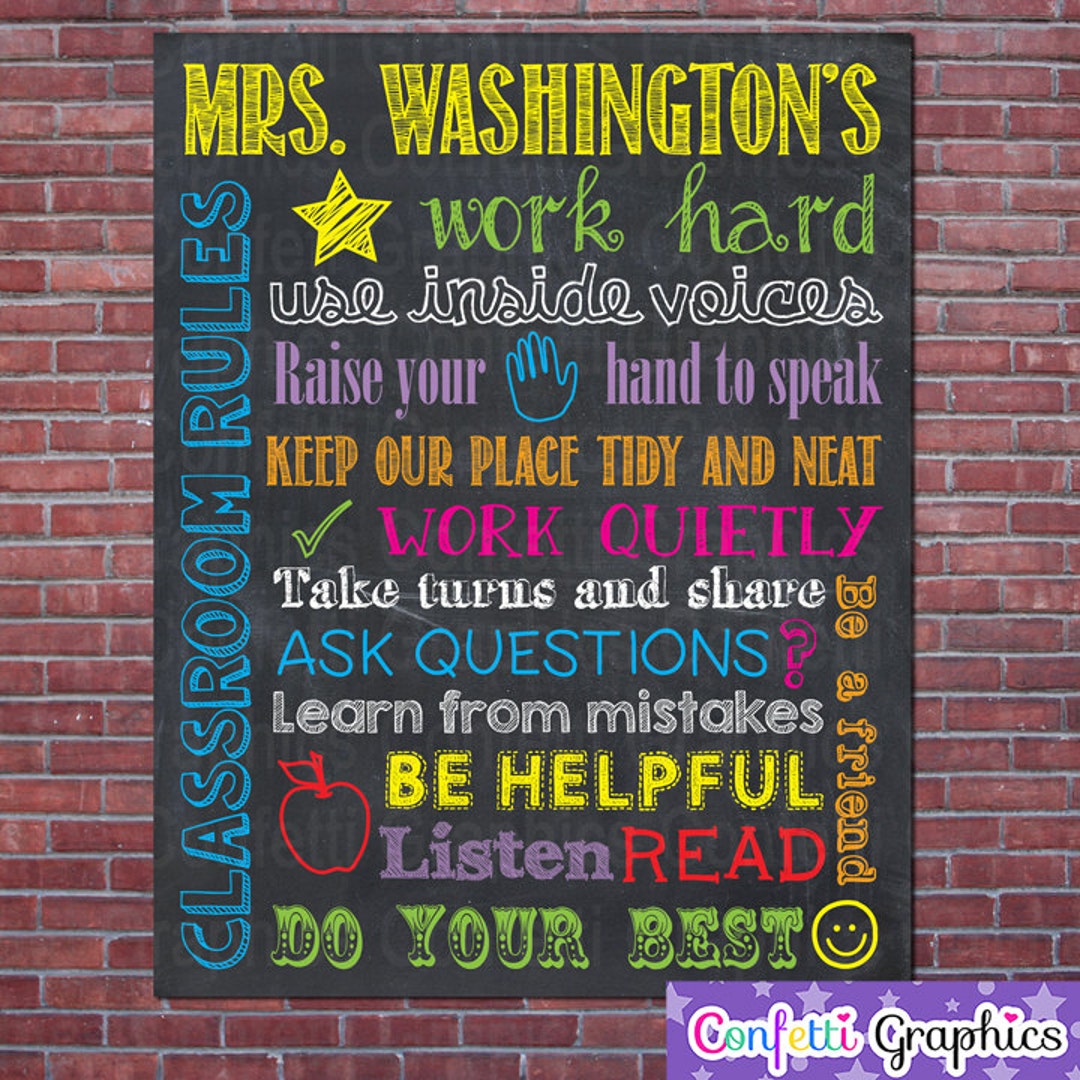 Classroom Rules Personalized Custom School Teacher Sign Poster ...