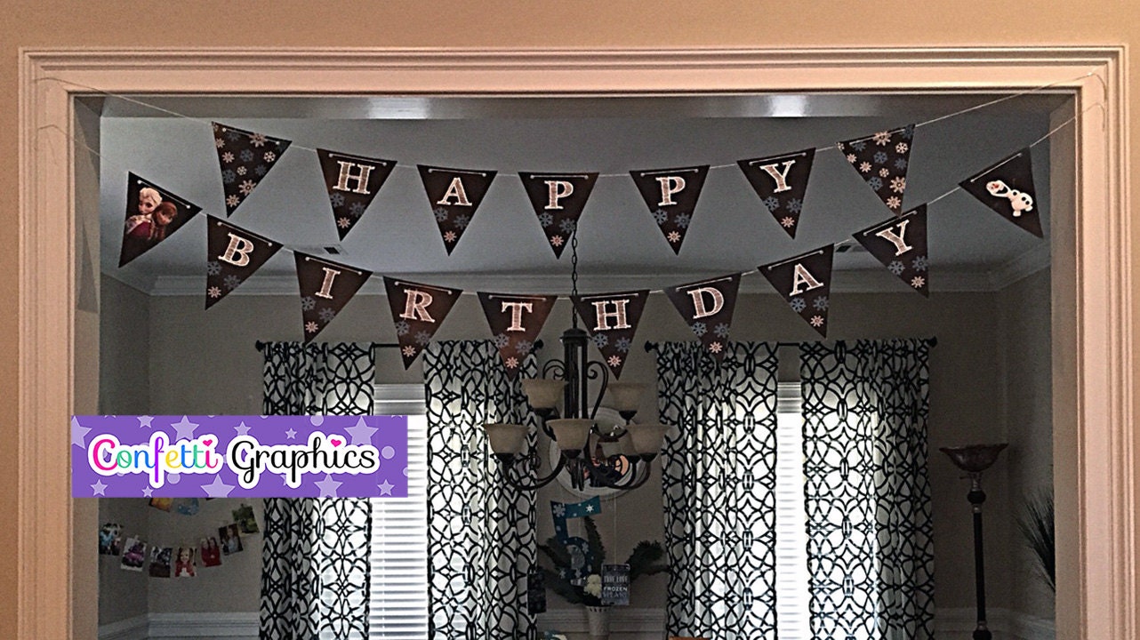 Bevroren schoolbord verjaardag banner Anna Elsa Olaf Bunting vlaggen wimpel  teken sneeuwvlok winter//afdrukbare//Instant Download - Etsy België, image size:1282x720