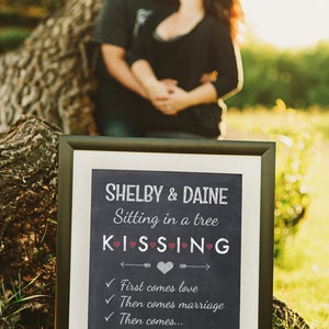 Chalkboard Pregnancy Baby Announcement Sitting in a Tree KISSING Chalk Poster Sign Photo Shoot Prop - DIY Digital File