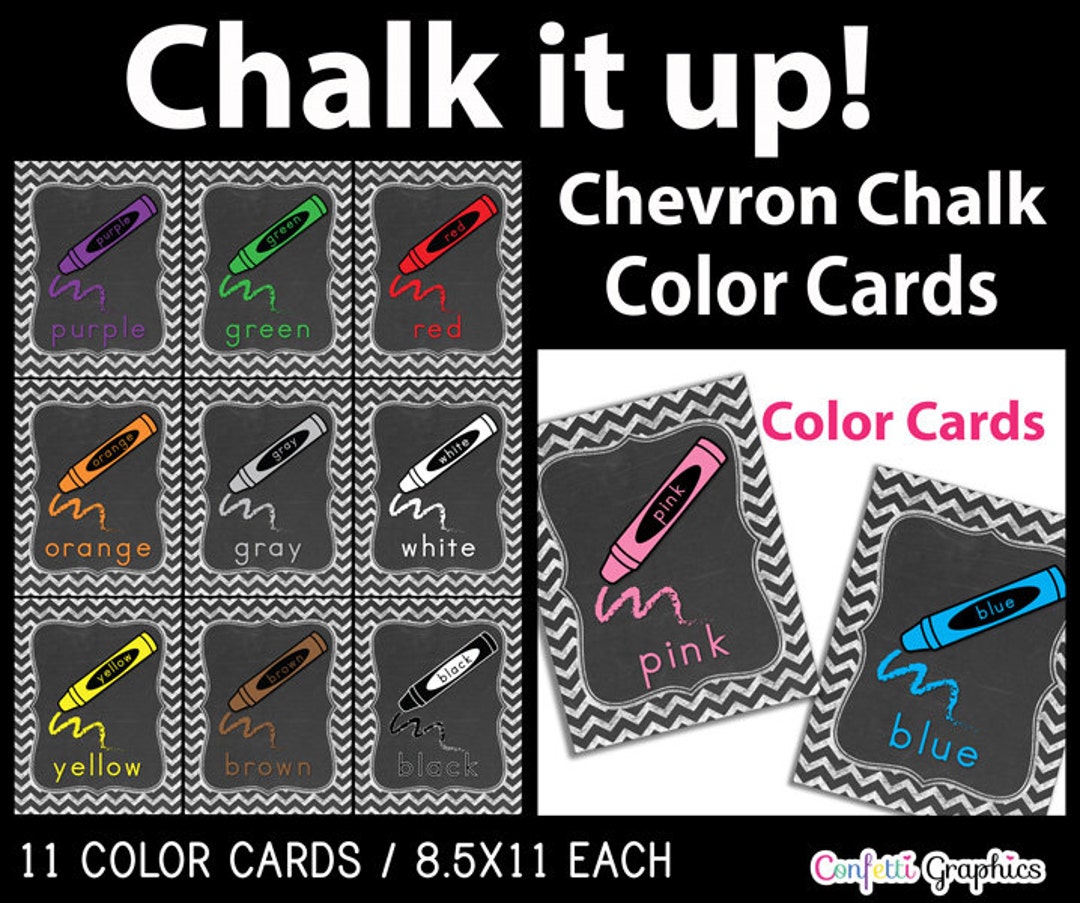 Chalkboard Crayon Color Line Wall Cards Posters Chalk it up Chevron Cards  Teacher Classroom School Large 8.5x11 Each / Instant download - Etsy France