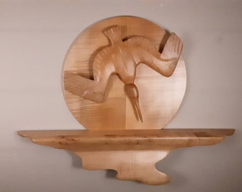 Pelican Carving - Figured Maple - Sculpture