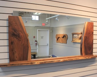 Live Edge Mirror - Wall Mirror - Walnut - Horizontal