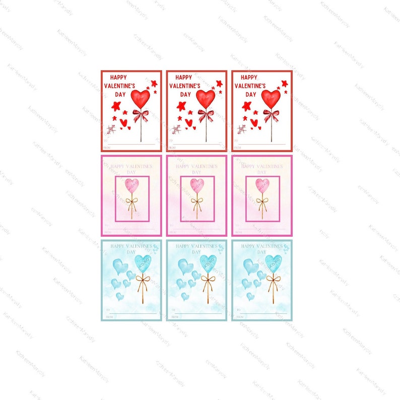 Lollipop Valentines Day Printable Cards Kids Valentines Cards - Etsy