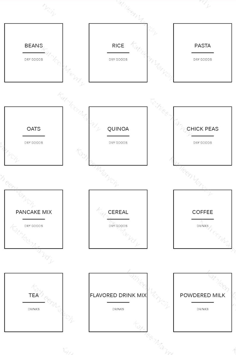 Minimalist Kitchen Pantry Laundry Labels Print Etsy