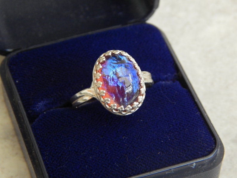 adjustable sterling silver dragons breath ring jelly opal mexican fire opal dragons breath