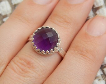 sterling silver amethyst adjustable ring