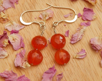 orange carnelian sterling silver dangle earrings