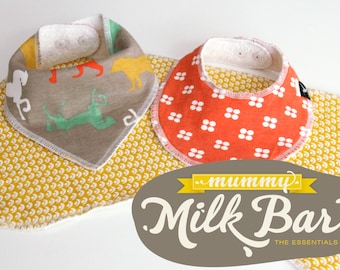Wzór „MUMMY MILK BAR” Zestaw śliniaczek i pieluszek do odbijania