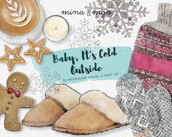 Watercolor Winter Wonderland Clipart Winter Cozy Home Flatlay | Etsy