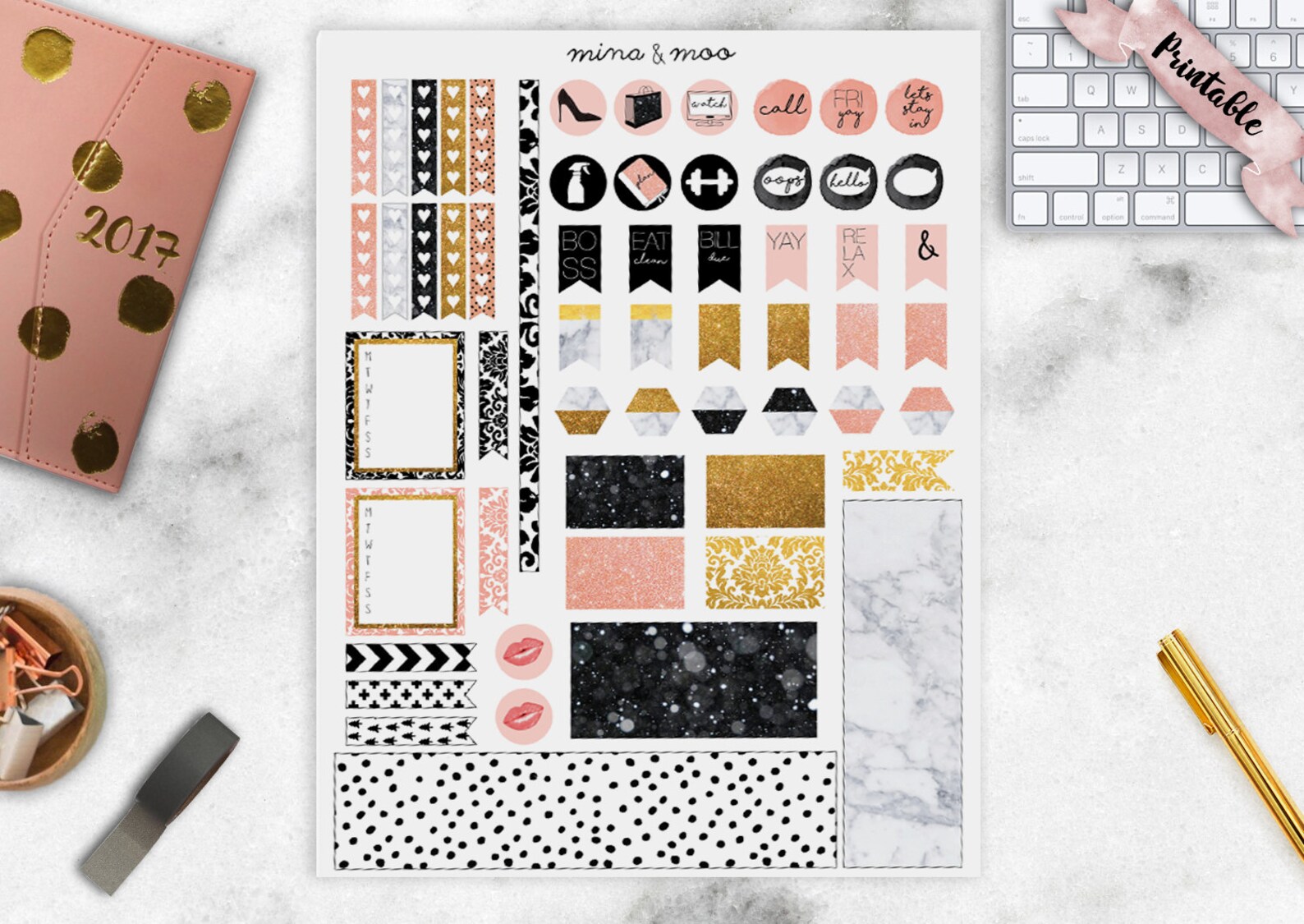 Girly planner printables Pink weekly printables Lady Boss | Etsy