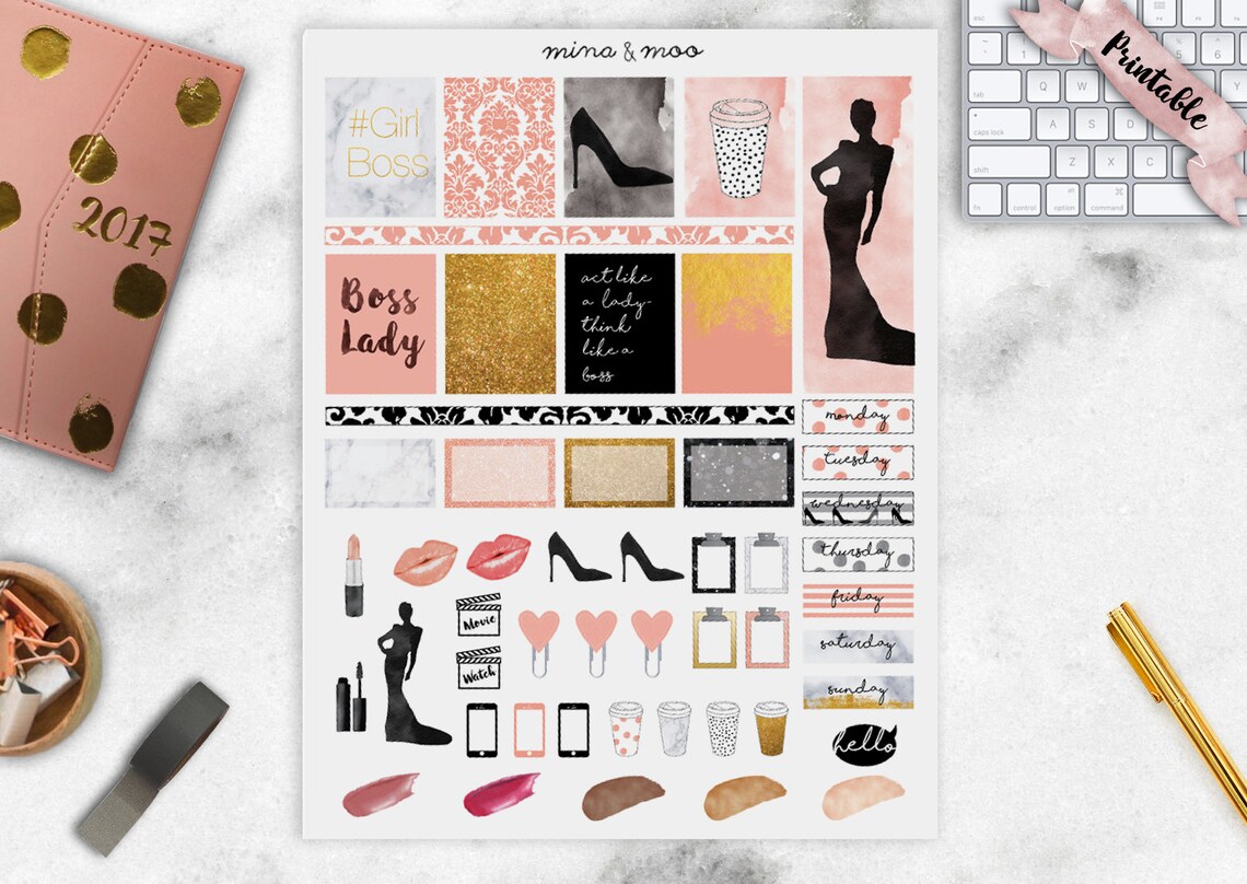 Girly planner printables Pink weekly printables Lady Boss | Etsy