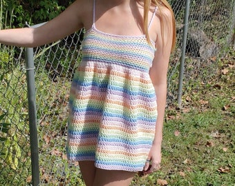 Pastel Rainbow Babydoll Dress