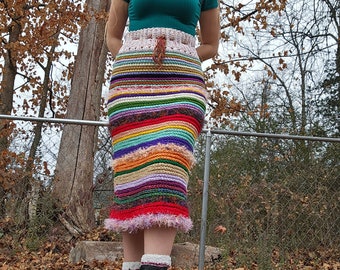 Fuzzy Crochet Midi Skirt