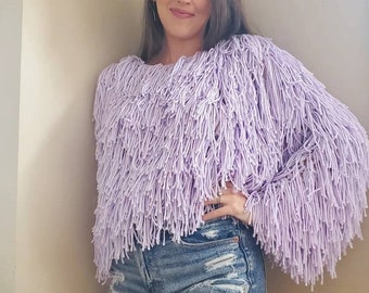 Purple Fringe Sweater