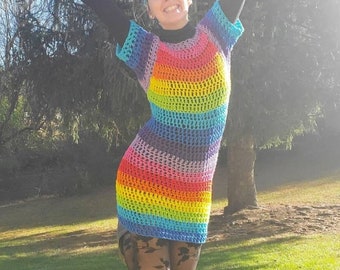 Rainbow Crochet Dress