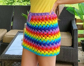 Rainbow Hippie Skirt / Festival Wear