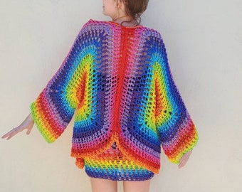 Rainbow Pride Crochet Cardigan