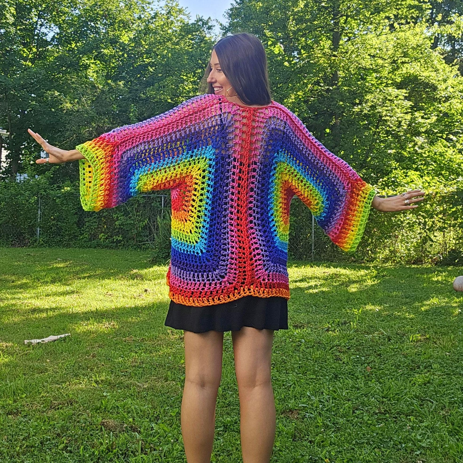 【GRAVER】21FW★ Rainbow flower smile embroidered cardigan Women's Kawaii Cardigan Sweater Embroidered Knit Long Sleeve
