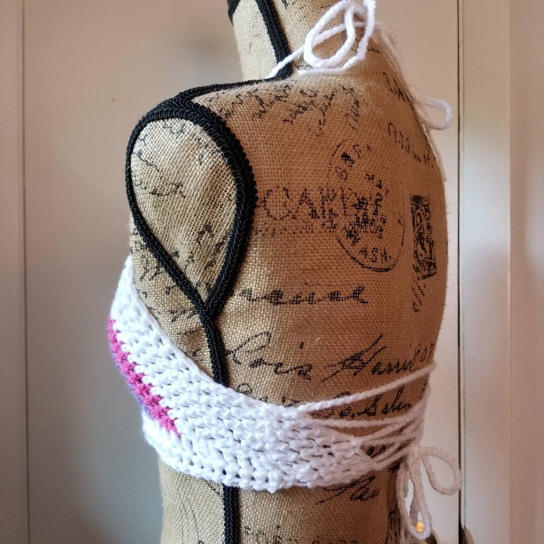 Rainbow Crochet Festival Crop Top 70s Retro LGBT Pride Shirt Gay Pride Shirt Love is Love Boho Rave PLUR Halter Top Rainbow Bikini