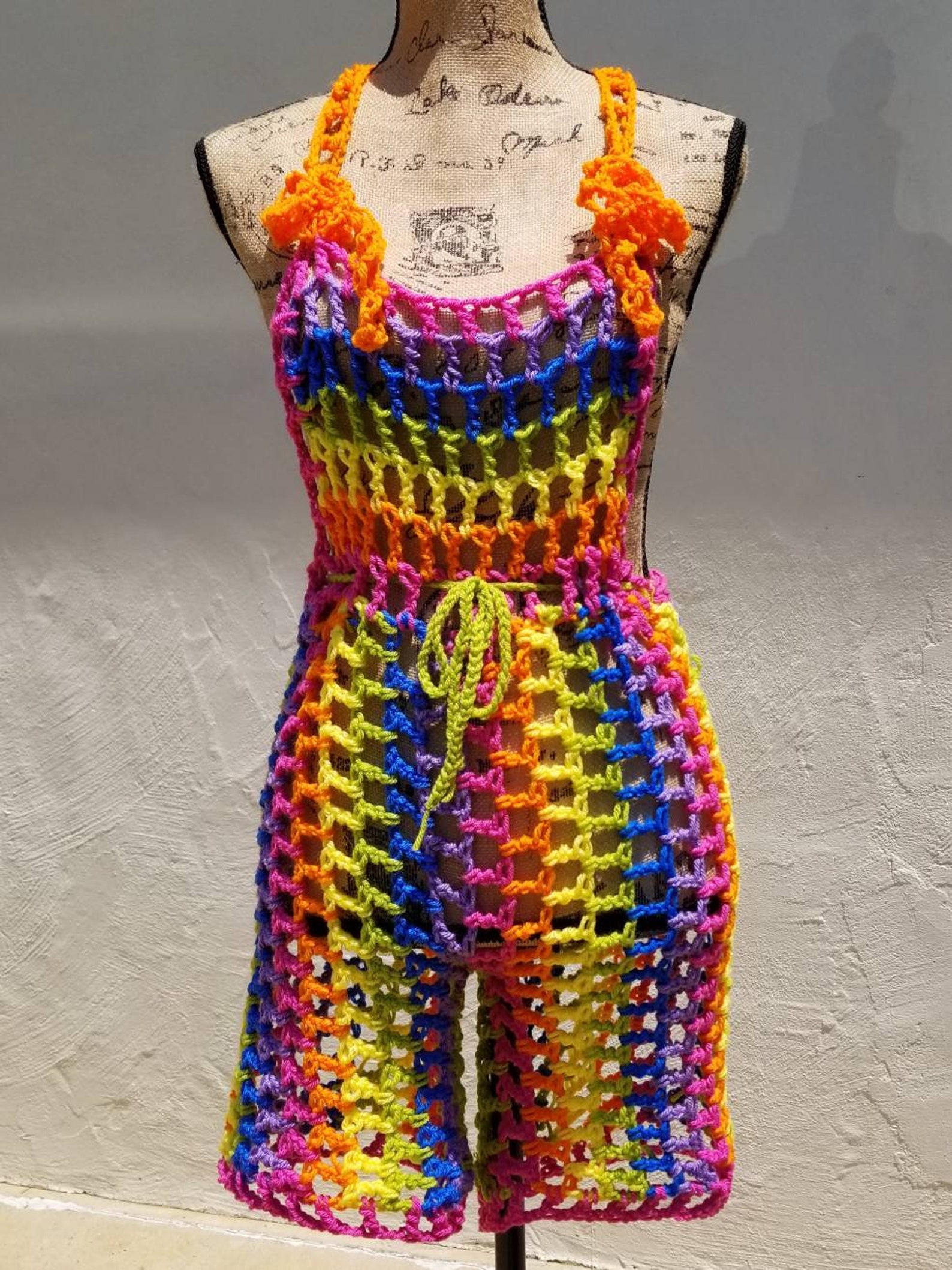 Rainbow Crochet Overalls / Gay Lesbian Bisexual Pride Top / - Etsy