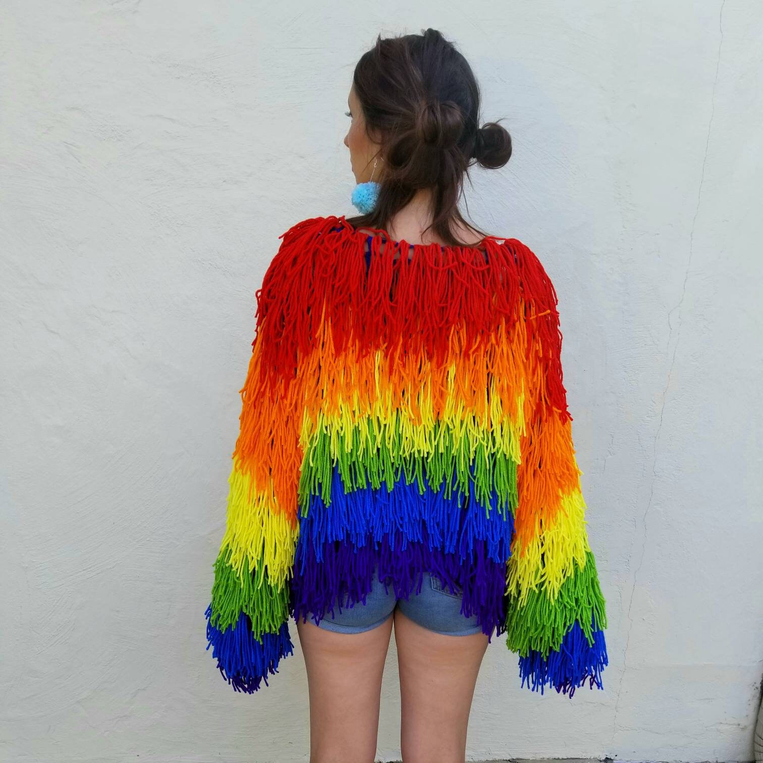 Rainbow Fringe Cardigan / Hippie 