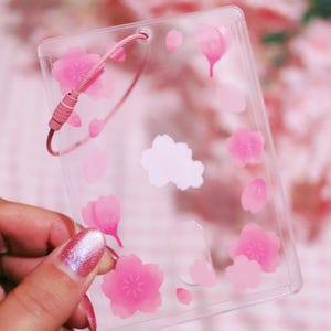 Lente-fotokaarthouder Kpop helder acryl kersenbloesems design tashanger