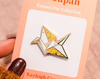 Origami Crane Enamel Pin | Japanese Pin | Autumn Fall Art