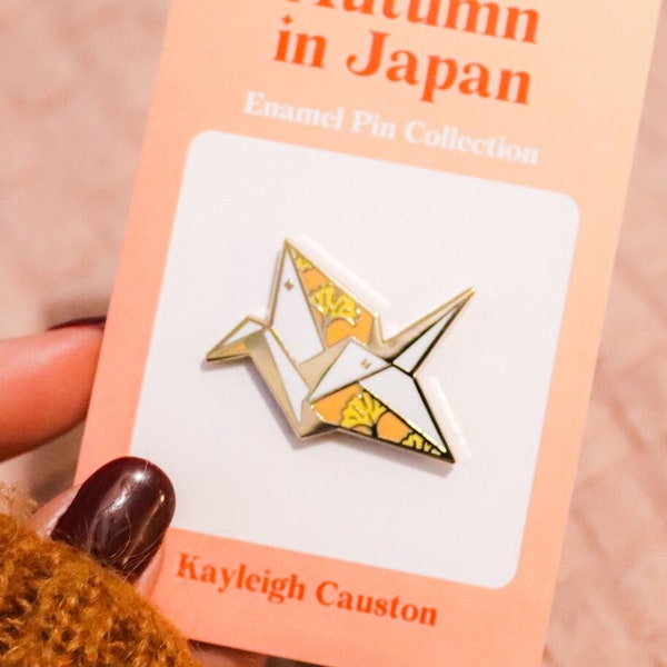 Origami Crane Enamel Pin | Japanese Pin | Autumn Fall Art