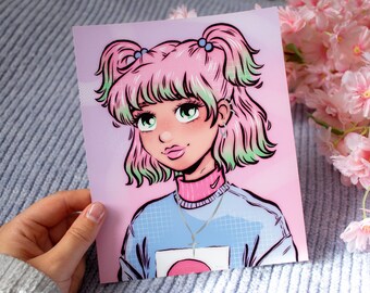 Harajuku Illustration | Japanese Kawaii Manga, Anime, Tokyo, Japan Fashion, Pastel Print