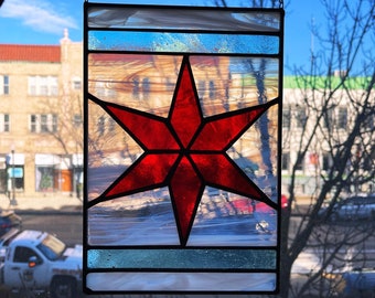 Chicago Flag Stained Glass