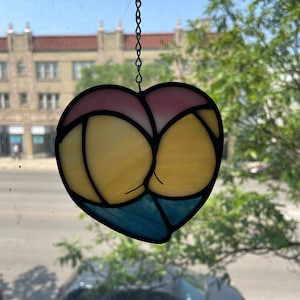 Heart Butt Stained Glass Sun Catcher