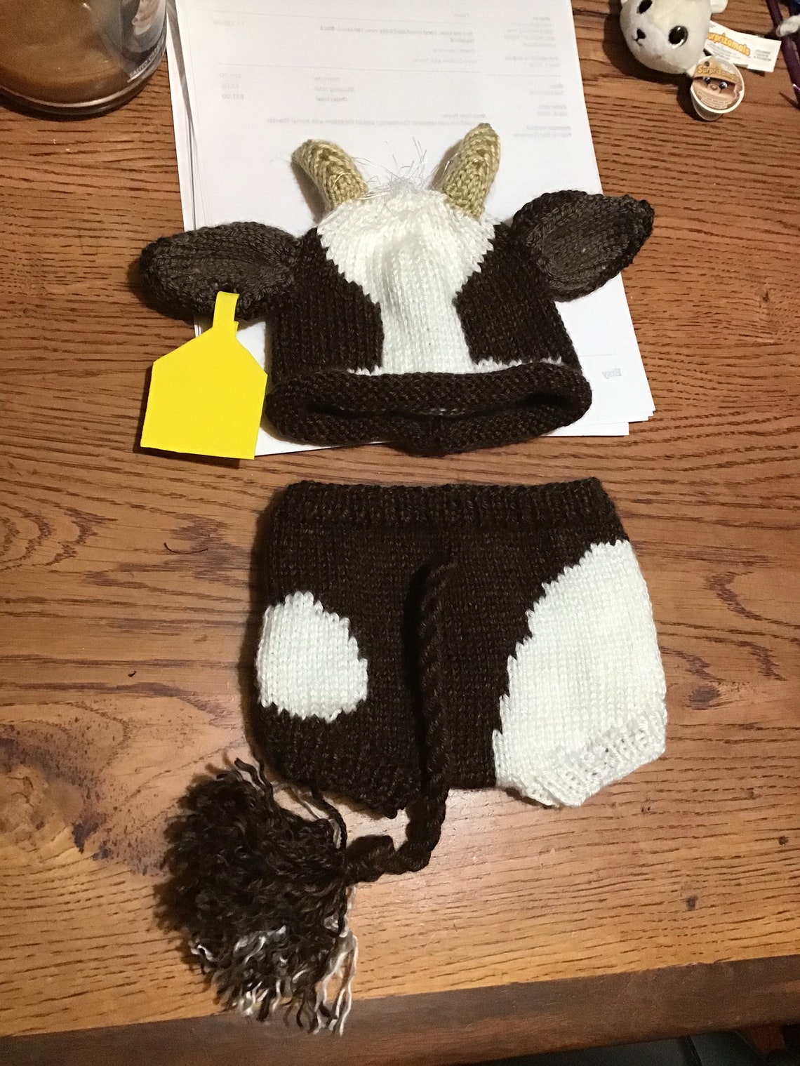 Knit Baby Cow Diaper cover Hat and Hooves or Leggings. Etsy