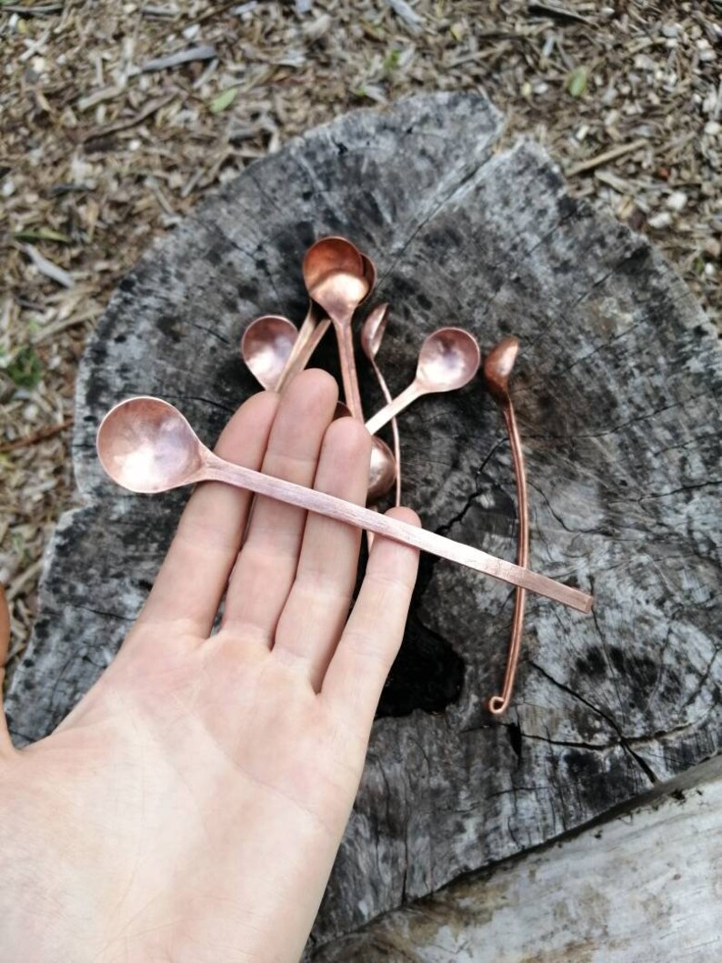 NEW IMAGES Hammered Copper Spoon Approx 1tsp Etsy