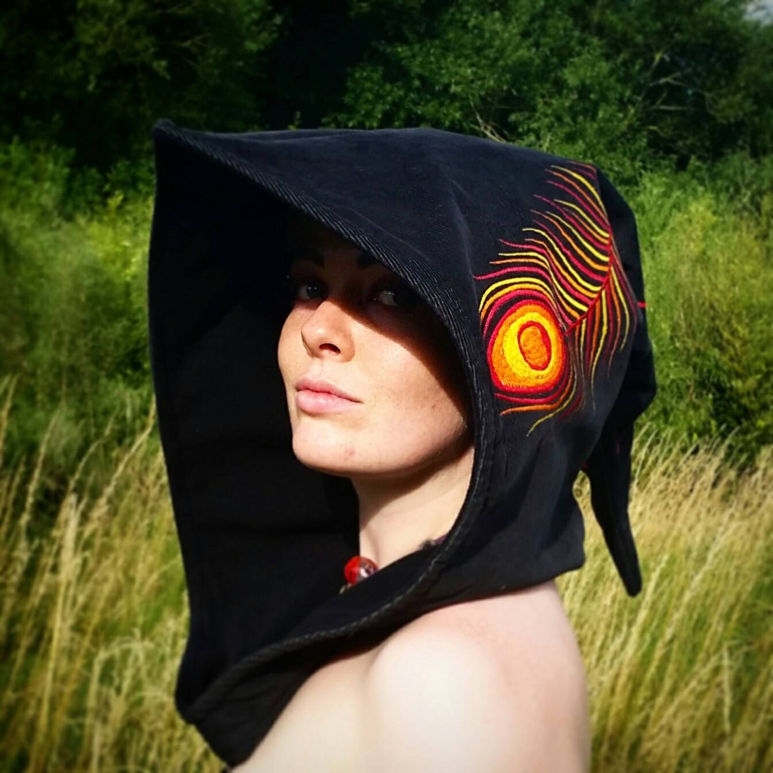 Phoenix Feather Embroidered Hood Etsy UK