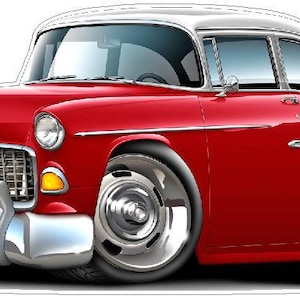 1955 Chevy Belair WALL DECAL Vintage Classic Cartoon Car Vinyl Sticker Graphic Garage Decor Officially Licensed Product for Walls Windows