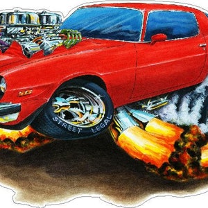 1976-79 Camaro FB Car Wall Decal, Vintage Car Decals, Classic Car Decal, 70s Car Decals, Vintage Hot Rod Decals