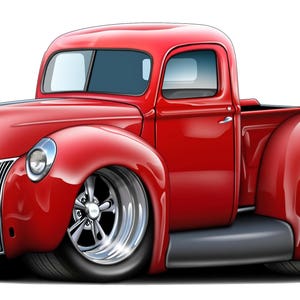 Sticker mural camion Ford 1940 vintage classique dessin animé voiture vinyle autocollant graphique homme des cavernes garçons décoration de la chambre produit sous licence officielle