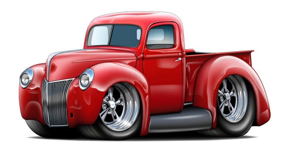 1940 Ford Truck Wall Decal Vintage Classic Cartoon Car Vinyl Sticker Graphic Man Cave Boys Room Decor Officially Licensed Product