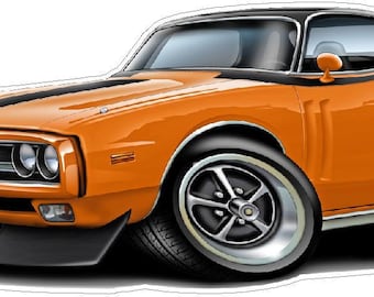 1971-72 Charger Wall Decal: Vintage Hot Rod Car Sticker